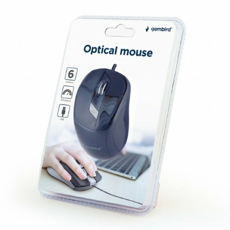 Оптична мишка Gembird MUS-6B-01, USB интерфейс, чорний колір, numer zdjęcia 4