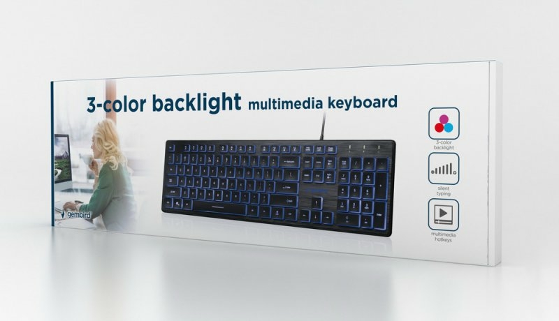 Клавіатура дротова Gembird KB-UML3-01-UA, українська розкладка, 3-х кольорове підсвічування клавіш, чорний колір, фото №6