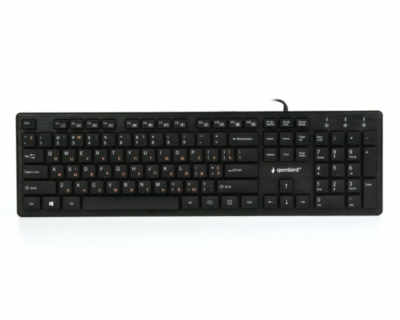 Клавіатура дротова Gembird KB-MCH-03-UA, українська розкладка, мультимедійна, "шоколадні" клавіші, чорний колір, фото №2
