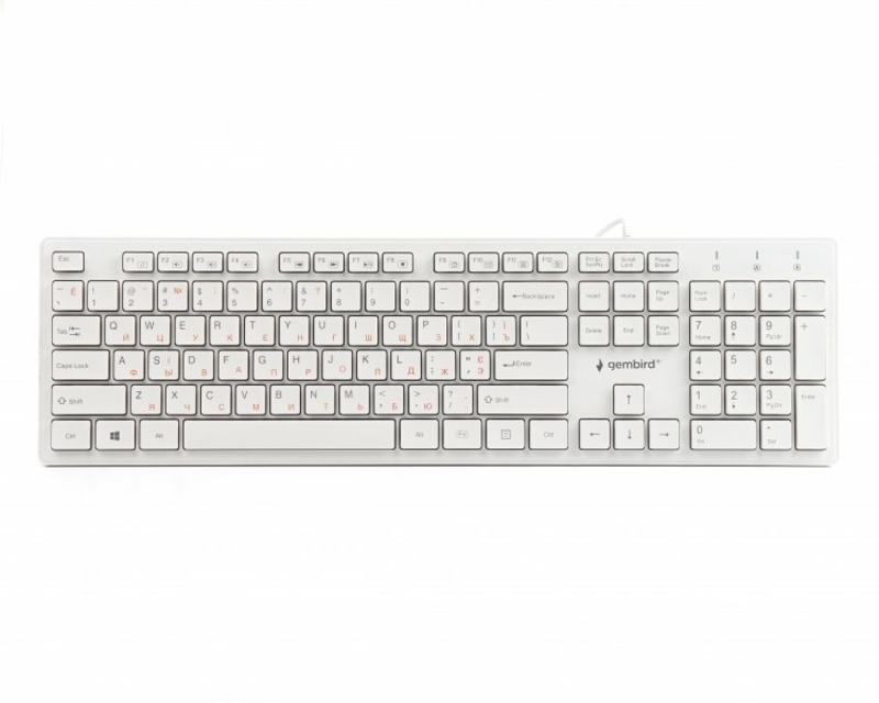 Клавіатура дротова Gembird KB-MCH-03-W-UA, українська розкладка, мультимедійна, "шоколадні" клавіші, білий колір, фото №2