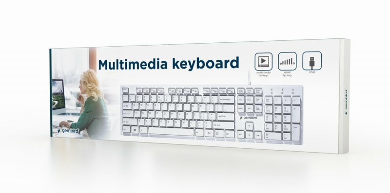 Клавіатура дротова Gembird KB-MCH-03-W-UA, українська розкладка, мультимедійна, "шоколадні" клавіші, білий колір, фото №4