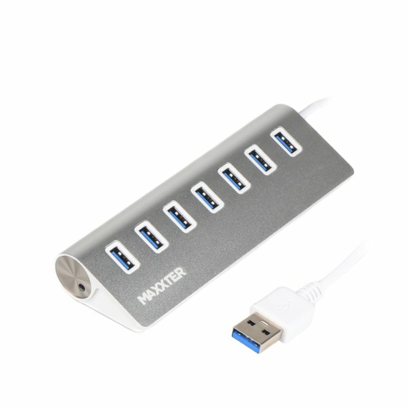 Хаб USB 3.0 Type-A HU3A-7P-01 на 7 портів, метал, сріблястий, photo number 2