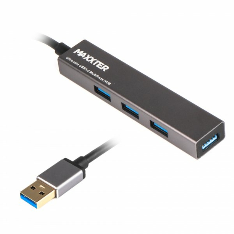 Хаб USB 3.0 Type-A HU3A-4P-02 на 4 порти, метал, темно-сірий, фото №2
