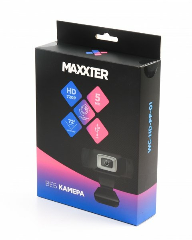 Веб-камера Maxxter WC-HD-FF-01 USB 2.0, HD 1280x720, Fixed-Focus, чорний колір, фото №5