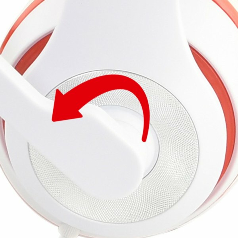Навушники стерео накладні, з мікрофоном, 3.5 Jack 1x4-pin, білий з червоним, photo number 4