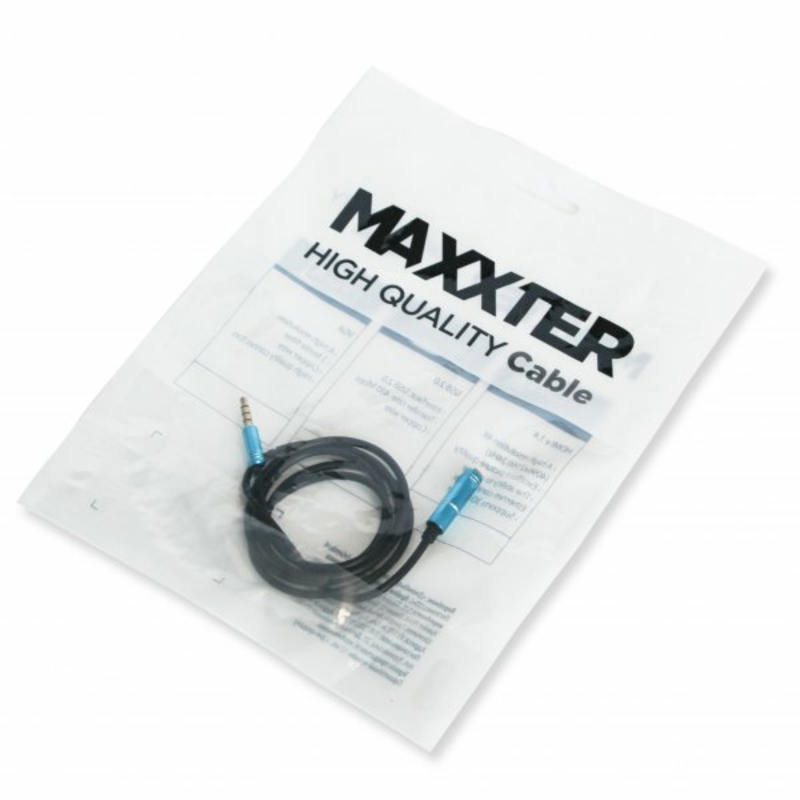 Аудіо-кабель Maxxter A-3434-1m, 4 пин, 3.5 мм. тато/3.5мм мамо, довжина 1 м., numer zdjęcia 3