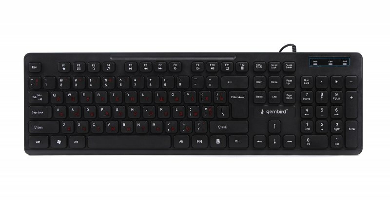 Клавіатура дротова Gembird KB-MCH-04-UA, українська розкладка, мультимедійна, "шоколадні" клавіші, чорний колір, фото №2
