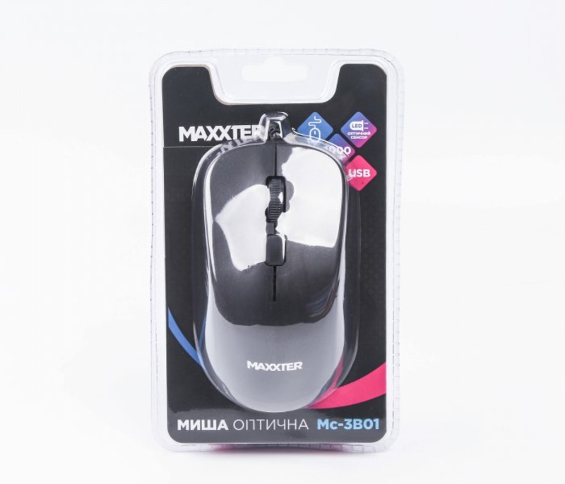 Миша дротова Mc-3B01, оптична, 3 кнопки, USB, чорна, numer zdjęcia 5