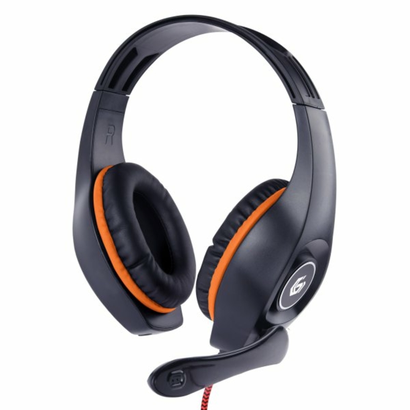 Навушники з мікрофоном GHS-05-O, ігрові, регулятор гучності, чорний з оранжевим, фото №2