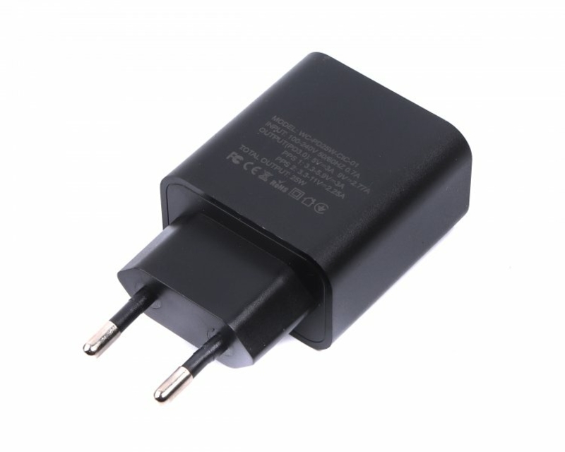 Мережеве ЗУ WC-PD25W-CtC-01, 1 USB + Кабель Type-C to Type-C (Power Delivery 25W) 5V / 3A-9V / 2.77A, PPS (Programmable Power Supply), фото №3