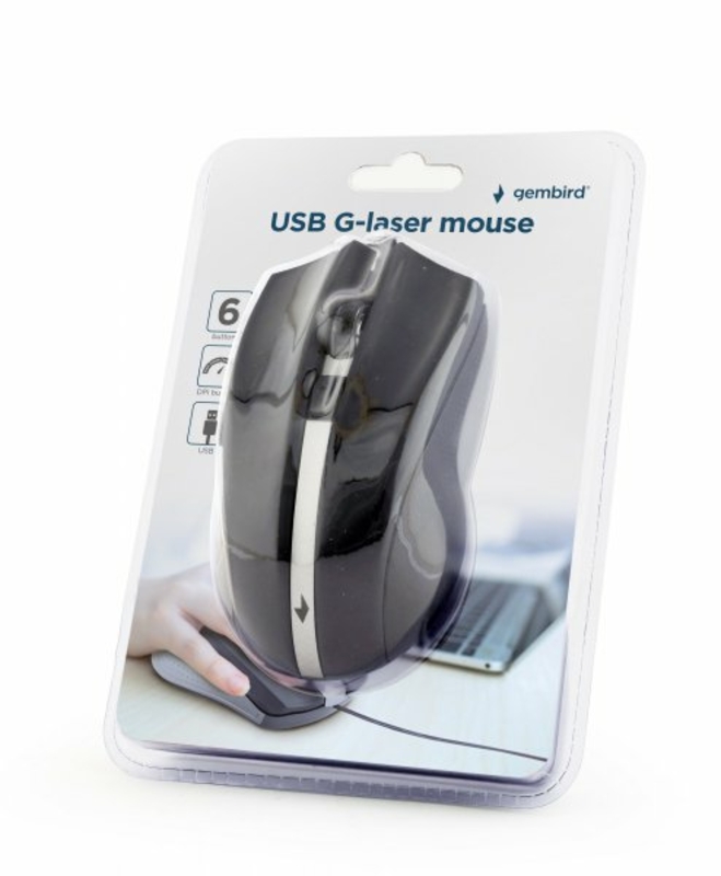 Лазерна миша MUS-GU-02, USB інтерфейс, чорний колір, numer zdjęcia 6