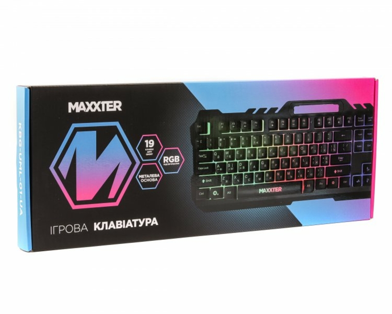 Ігрова клавіатура Maxxter KBG-UML-01-UA, 19-keys Anti-Ghosting, метал, чорна, фото №7