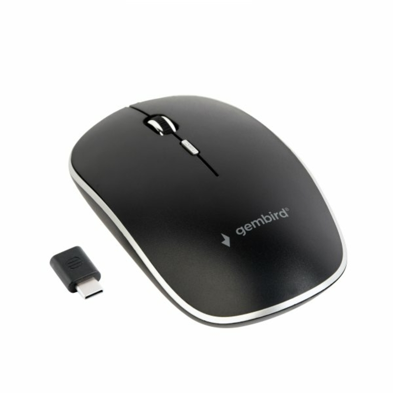 Бездротова оптична мишка, безшумна, TYPE-C, чорний колір Gembird MUSW-4BS-01, numer zdjęcia 2
