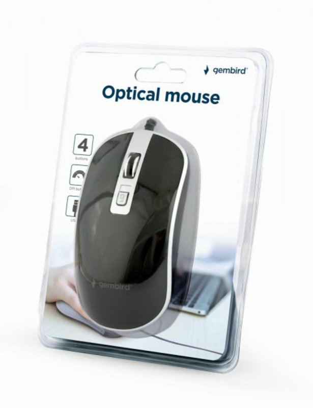 Оптична миша, MUS-4B-06-WS USB інтерфейс, чорно-сiра, numer zdjęcia 5