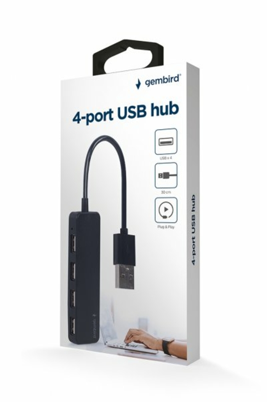 Хаб на 4 порти USB 2.0 UHB-U2P4-06, пластик, чорний, фото №4