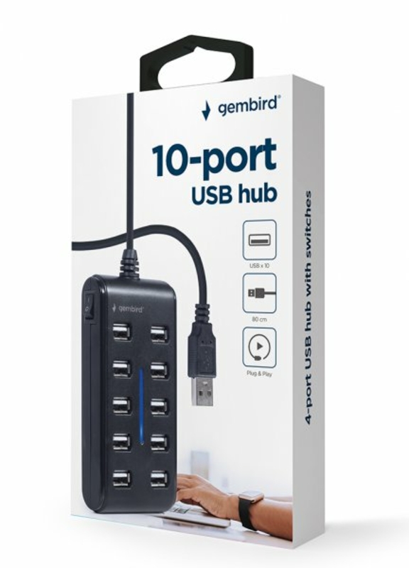 Хаб Gembird UHB-U2P10P-01 на 10 портів USB 2.0, numer zdjęcia 6