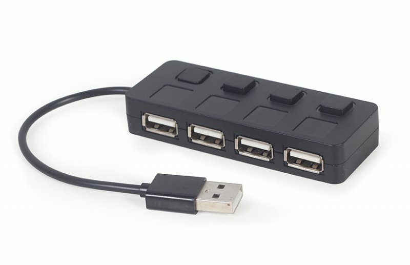 Хаб на 4 порти USB 2.0 UHB-U2P4-05, пластик, чорний, фото №3