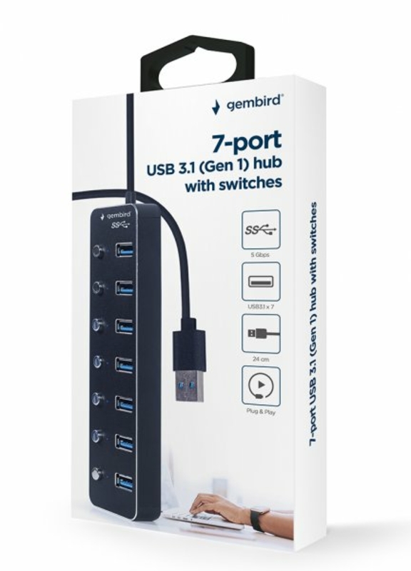 Хаб Gembird UHB-U3P7P-01 на 7 портiв USB 3.0, фото №6