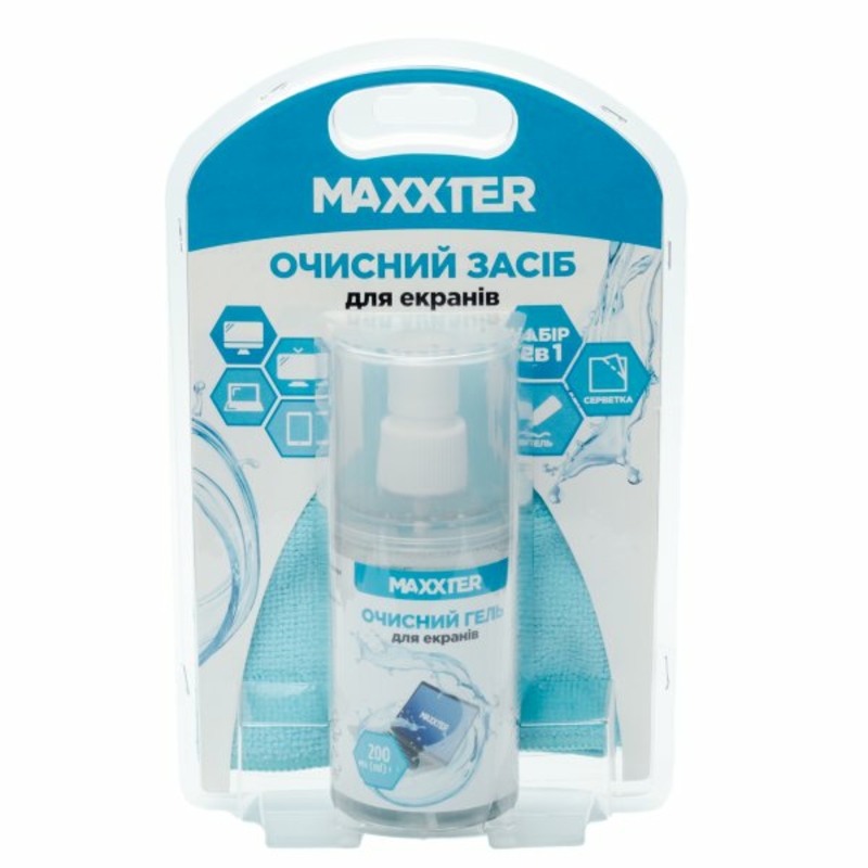 Очисний гель Maxxter CSG-SCR200-01 TFT/LCD 200 мл + серветка 25 х 25 см, numer zdjęcia 3