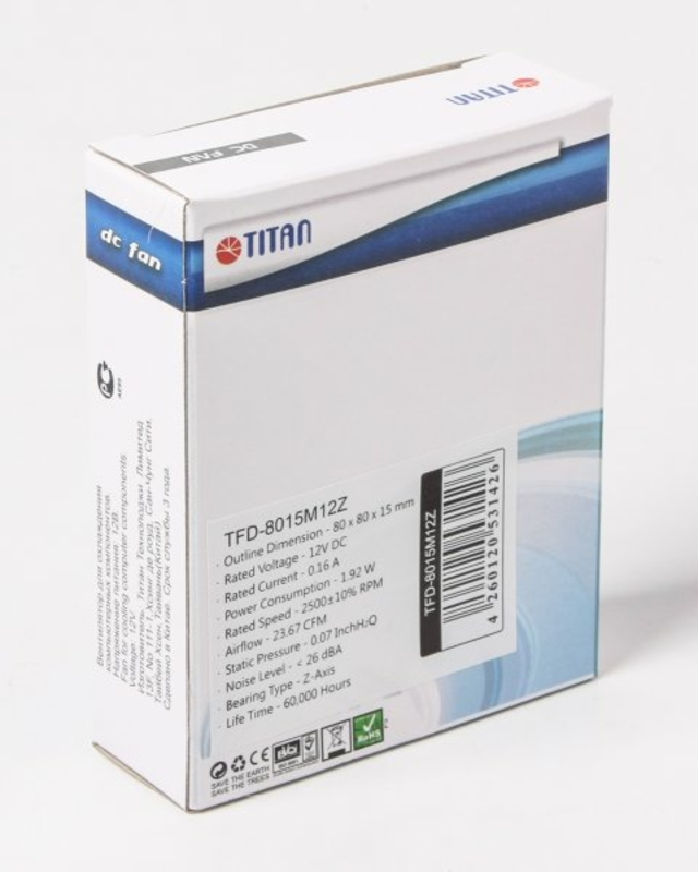 Вентилятор Titan TFD-8015M12Z,  80х80х15мм, фото №4