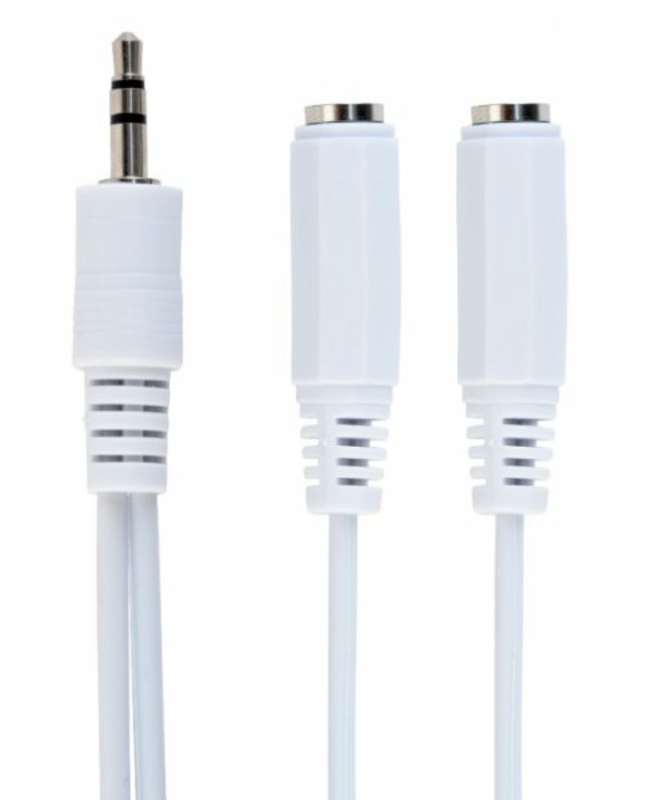 Аудіо-кабель Cablexpert CCA-415W, 3.5мм "тато"/2х3.5мм "мама", перехідник, довжина 10 cм., стерео, білого кольору, numer zdjęcia 2