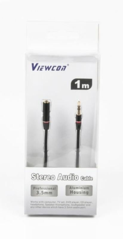 Аудіо-кабель Viewcon VA111, 3.5 мм. стерео папа/3.5мм стерео мама, довжина 1 м., фото №3