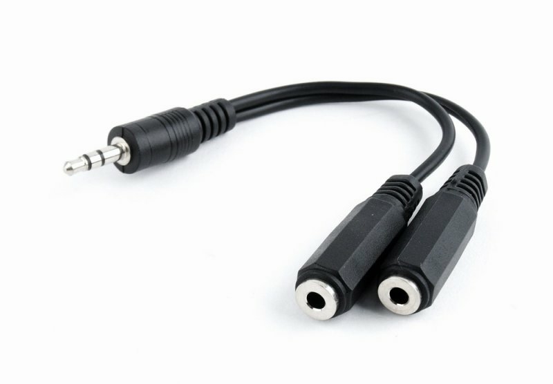 Аудіо-кабель Cablexpert CCA-415-0.1M, 3.5мм "папа"/2х3.5мм "мама", перехідник, довжина 10 cм., стерео, чорного кольору, фото №3