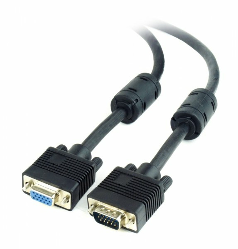 Подовжувач Cablexpert CC-PPVGAX-6B, преміум якість VGA HD15M папа /HD15F мама, подвійно-екранований, з 2-ма феритами, 1,8 м, чорний колір, photo number 3