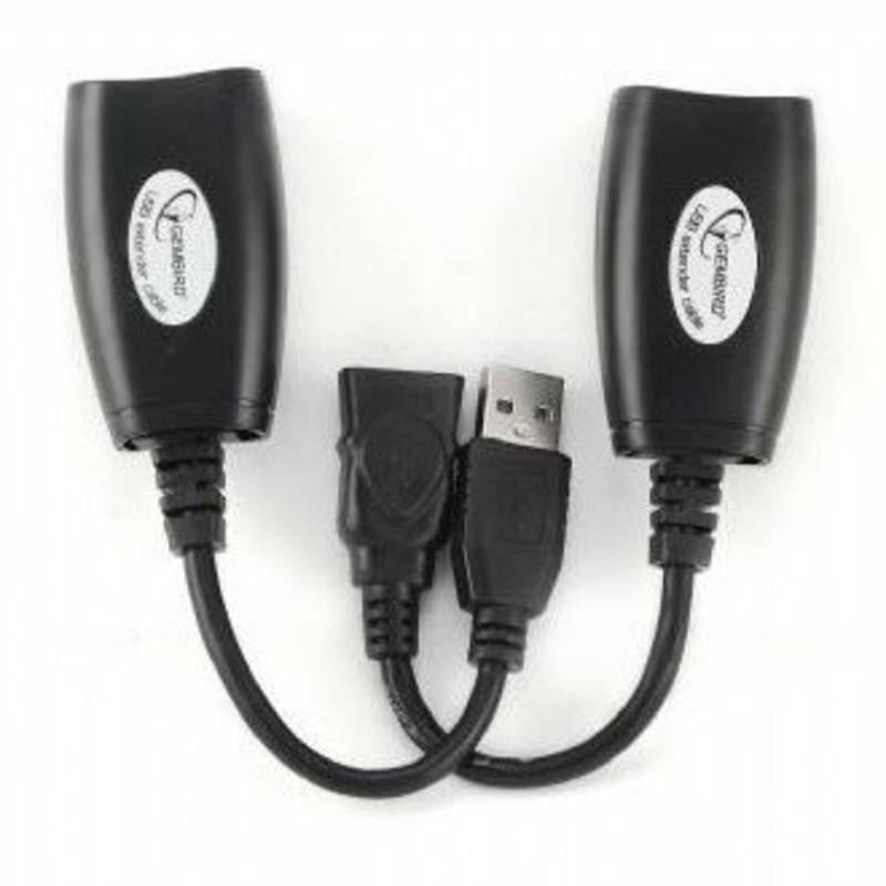 Подовжувач Cablexpert UAE-30M по звитій парі., USB 1.1, до 30 м., чорний колір, numer zdjęcia 4