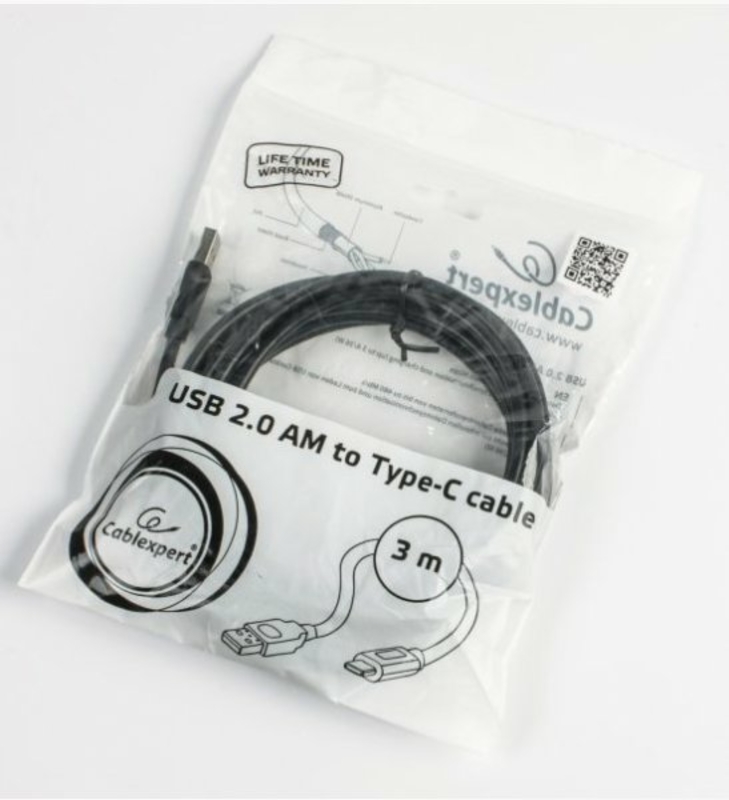 Кабель Cablexpert CCP-USB2-AMCM-10, преміум якість USB 2.0 A-тато/C-тато, 3,0 м. чорний, numer zdjęcia 6