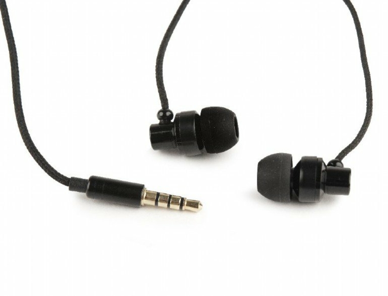 Вакуумні навушники з мікрофоном Gembird MHS-EP-CDG-B, металевий корпус, чорний колір, фото №3