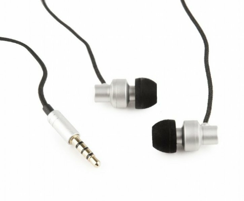 Вакуумні навушники з мікрофоном Gembird MHS-EP-CDG-S, металевий корпус, сірий колір, фото №3