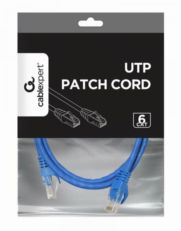 Патч корд Cablexpert PP6U-1M/B, UTP, категорія. 6, литий,  50u" штекер із фіксатором, 1 м, синій, фото №4