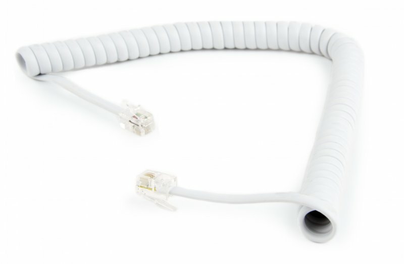 Телефонний спіральний кабель для слухавки Cablexpert TC4P4CS-2M-W, 2 метра білий, фото №3