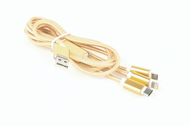 Зарядний кабель USB 3-в-1 Cablexpert CC-USB2-AM31-1M-G, AM-тато/Lightning/Micro/Type-C, 1.0 м., фото №3