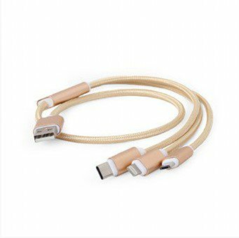 Зарядний кабель USB 3-в-1 Cablexpert CC-USB2-AM31-1M-G, AM-тато/Lightning/Micro/Type-C, 1.0 м., фото №5