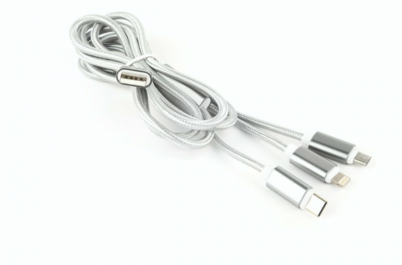 Зарядний кабель USB 3-в-1 Cablexpert CC-USB2-AM31-1M-S, AM-тато/Lightning/Micro/Type-C, 1.0 м., фото №3