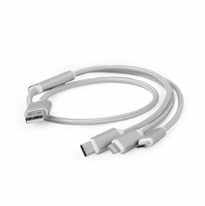 Зарядний кабель USB 3-в-1 Cablexpert CC-USB2-AM31-1M-S, AM-тато/Lightning/Micro/Type-C, 1.0 м., фото №4