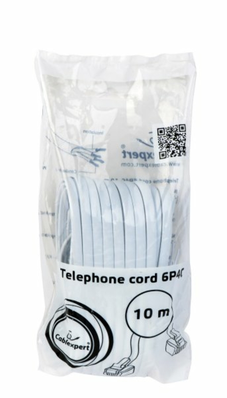 Телефонний кабель Cablexpert TC6P4C-10M, 6P4C,  10 м, фото №3