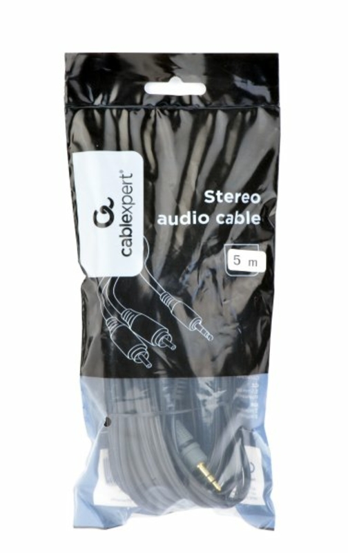 Аудіо-кабель Cablexpert CCA-352-5M, 3.5мм/2хRCA-тюльпан папа, довжина 5м., стерео, фото №3