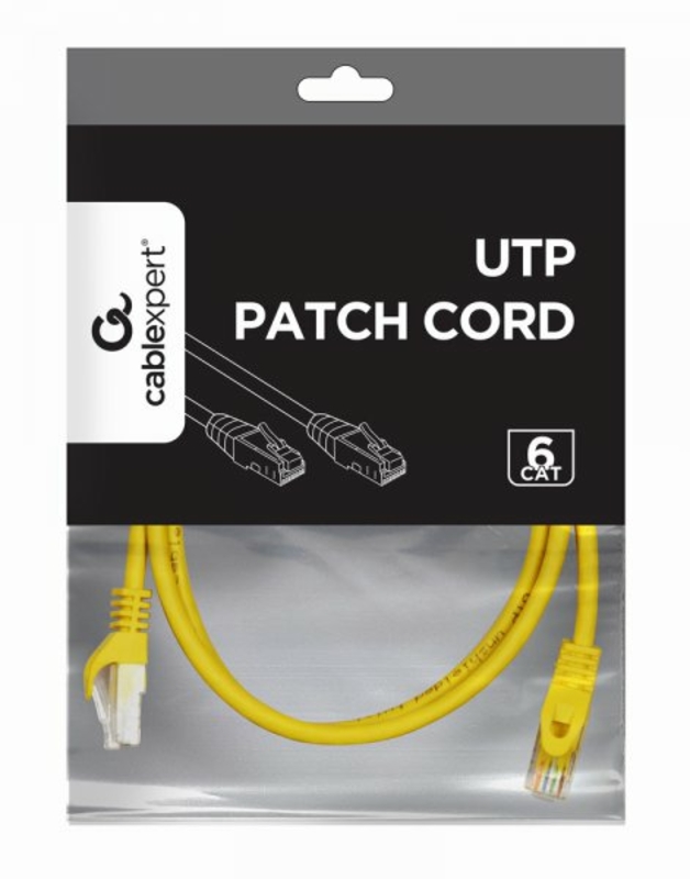Патч корд Cablexpert PP6U-1M/Y, UTP, категорія. 6, литий,  50u" штекер із фіксатором, 1 м, жовтий, фото №4