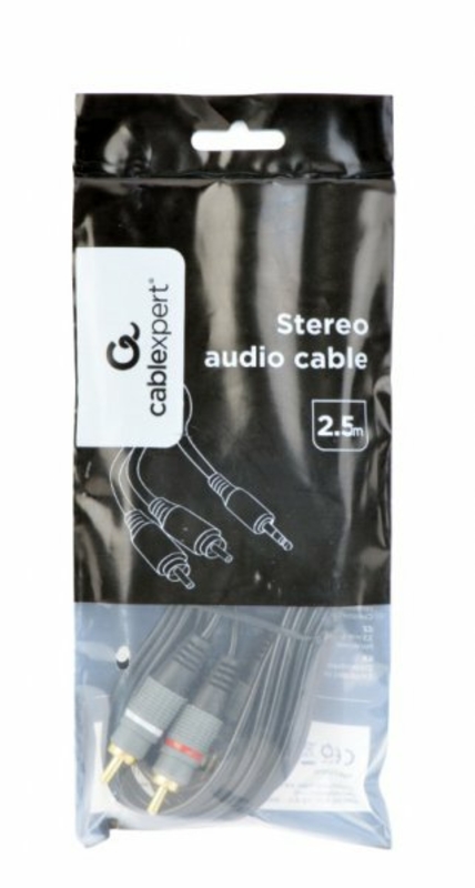 Аудіо-кабель Cablexpert CCA-352-2,5M, 3.5мм/2хRCA-тюльпан папа, довжина 2,5м., стерео, фото №3
