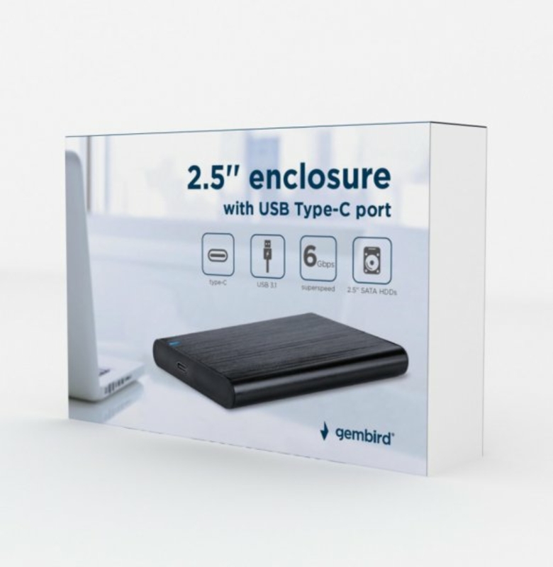 Зовнішня кишеня Gembird EE2-U3S-6 2.5", USB3.1, чорний колір, алюміній, фото №7