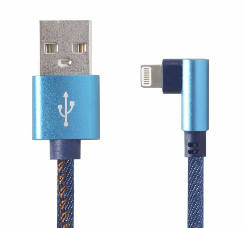 Кабель кутовий Cablexpert CC-USB2J-AMLML-1M-BL, USB 2.0 А-папа/Lightning, 1.0 м., фото №2