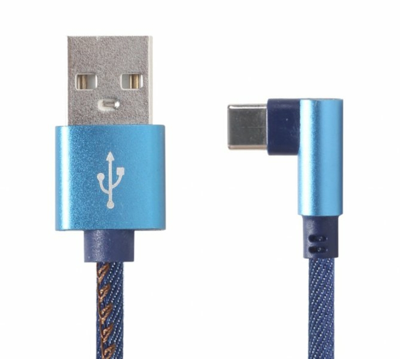 Кабель кутовий Cablexpert CC-USB2J-AMCML-1M-BL, преміум якість USB 2.0 A-тато/C-тато,1 м., фото №2
