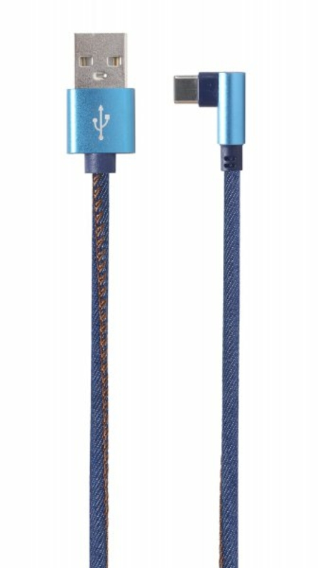 Кабель кутовий Cablexpert CC-USB2J-AMCML-1M-BL, преміум якість USB 2.0 A-тато/C-тато,1 м., фото №3