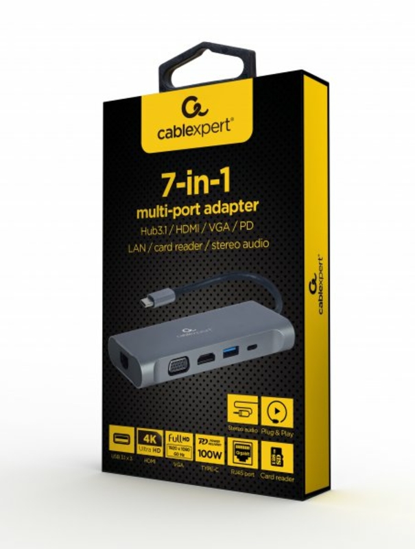 Адаптер Cablexpert A-CM-COMBO7-01, USB Type-C 7-в-1, фото №5