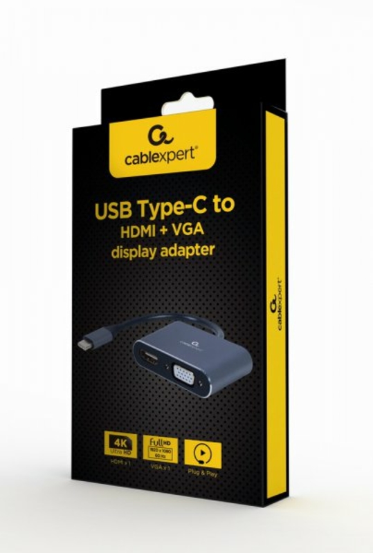 Адаптер-перехідник USB-C на HDMI/VGA Cablexpert A-USB3C-HDMIVGA-01, фото №4