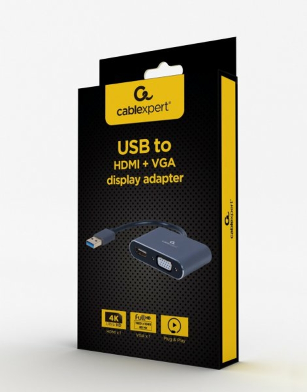 Адаптер-перехідник USB-A на HDMI/VGA Cablexpert A-USB3-HDMIVGA-01, фото №4