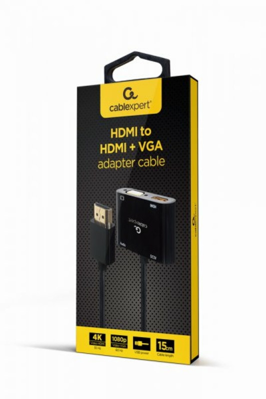 Адаптер-перехідник HDMI на HDMI/VGA Cablexpert A-HDMIM-HDMIFVGAF-01, фото №6
